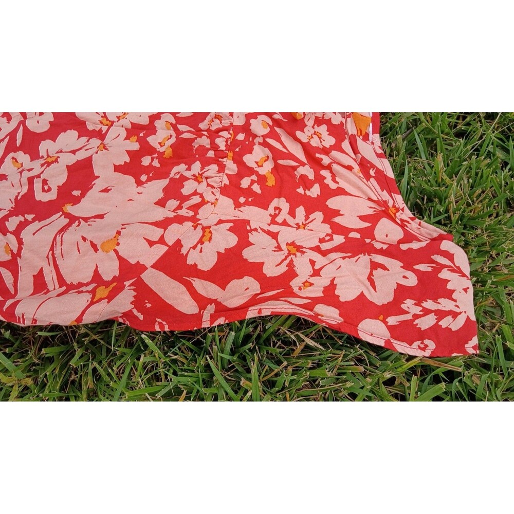 Gap Floral Swing Top Womens Small Coral Pink Lightweight Boho Peasant Blouse - Picture 10 of 10